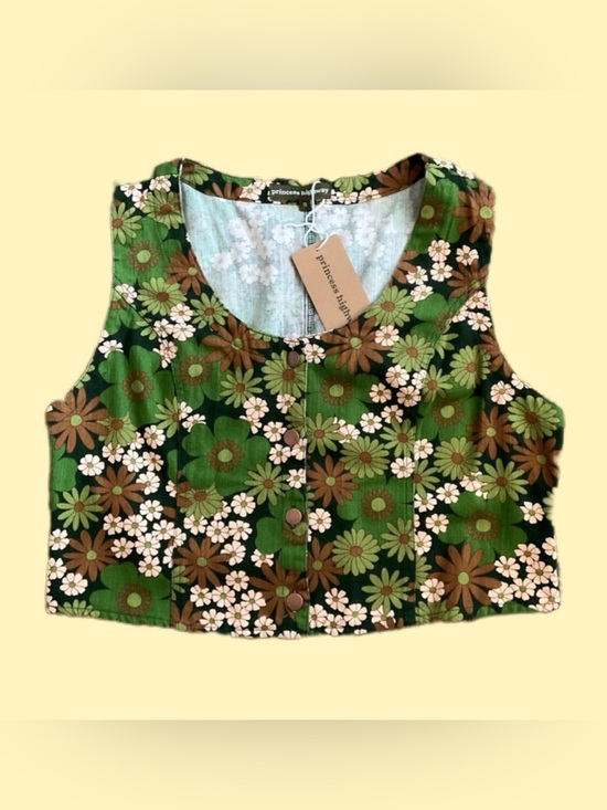 Princess Highway Jackets & Blazers - NWT~Princess Highway 60’s 70’s Inspired Green, Brown, & Cream Floral Vest, Large